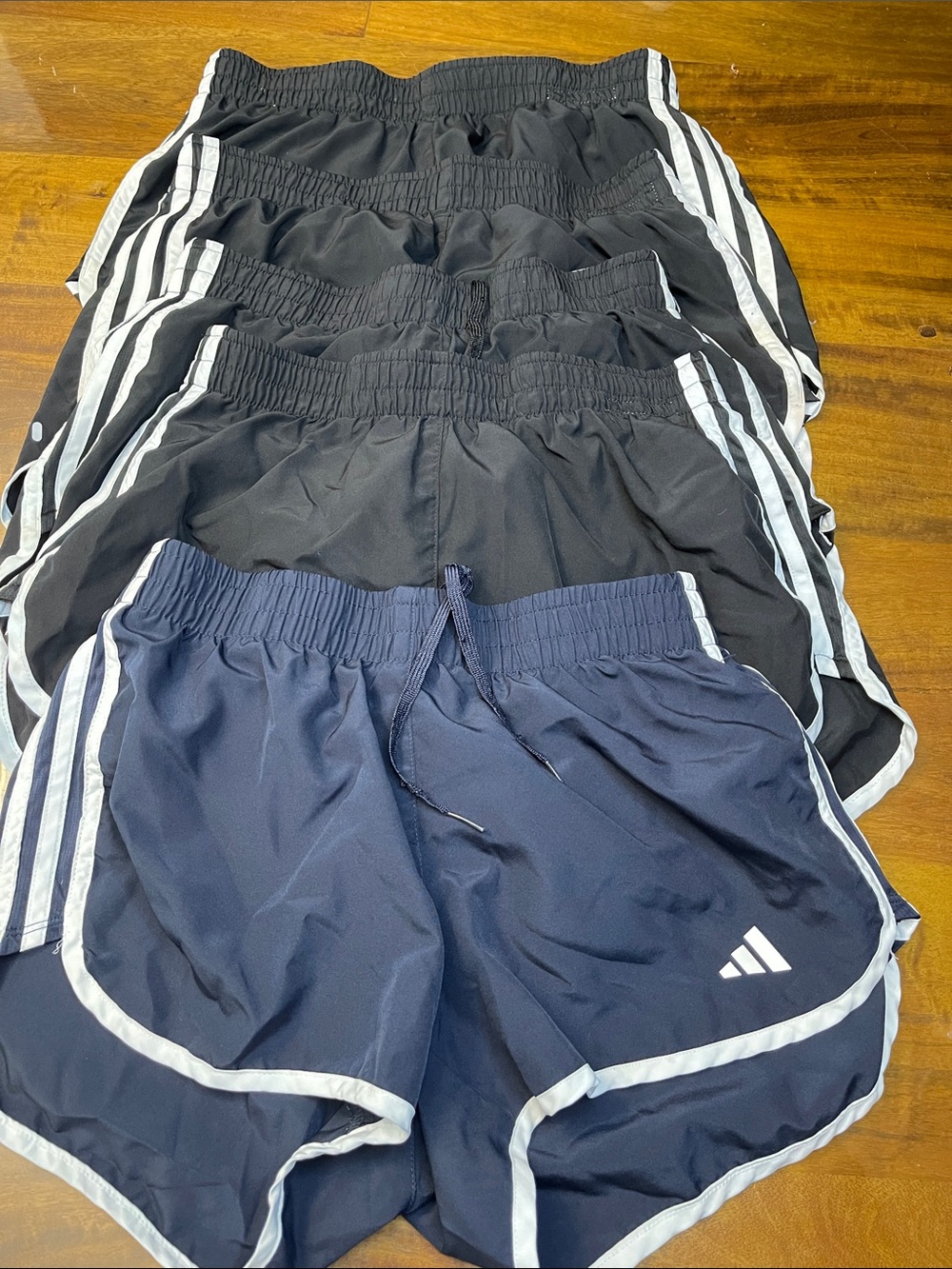 adidas Kids Athletic Shorts in Black & Navy with White Trim